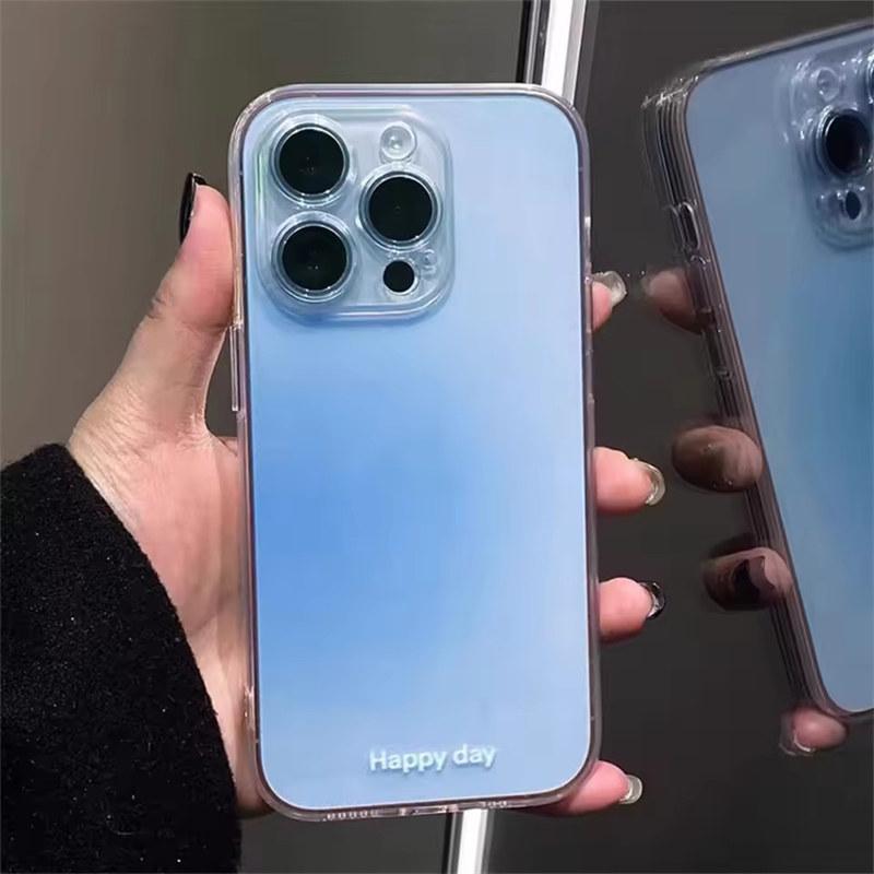 

Роскошный прозрачный розовый пудровый силиконовый чехол для телефона iPhone 13 12 11 14 15 Pro Max XR X 16 Plus градиентный прозрачный мягкий чехол из ТПУ iPhone 16 Pro Max синий