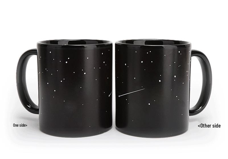 Starry Sky Ceramic Temperature-Sensing Mug: Color-Changing Sea of Stars Design