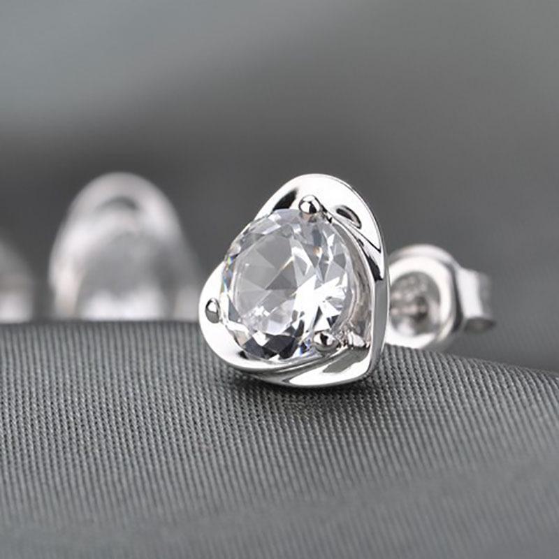 Purple Heart Diamond Stud Earrings – 925 Silver Needle, Fashion Sweet Style for Females and Students
