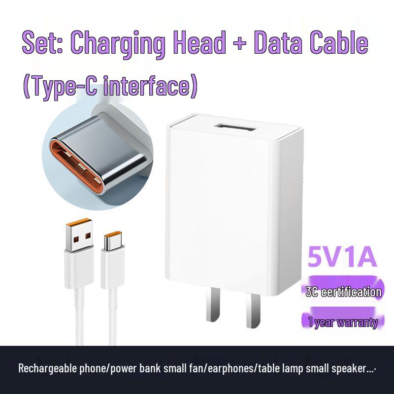 Universal Android Charger Type-C Sound Card 5V2A/5V1A Fast Charge USB Plug