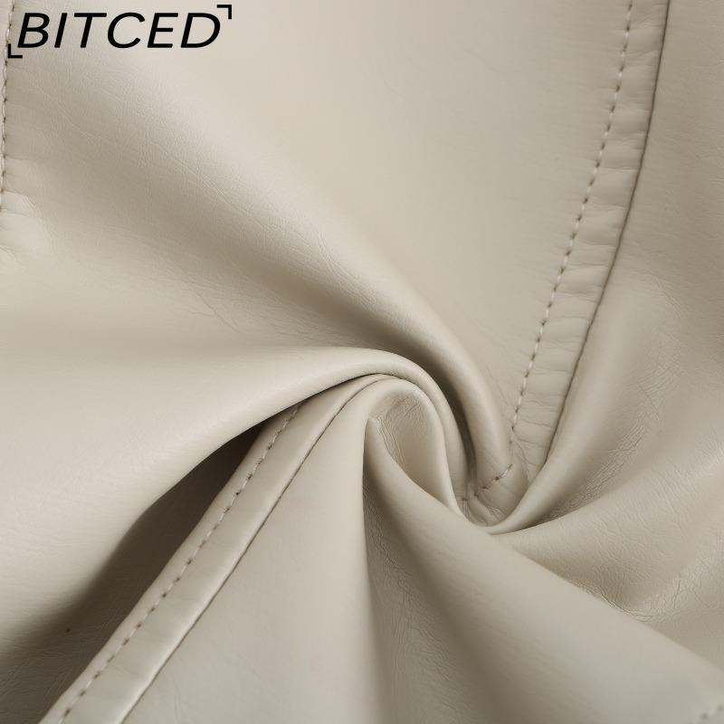 BITCED Studded Fashion Stand Collar Leather Jacket for Women - Solid Colour Spring/Autumn Outerwear - Studded Leather Jacket