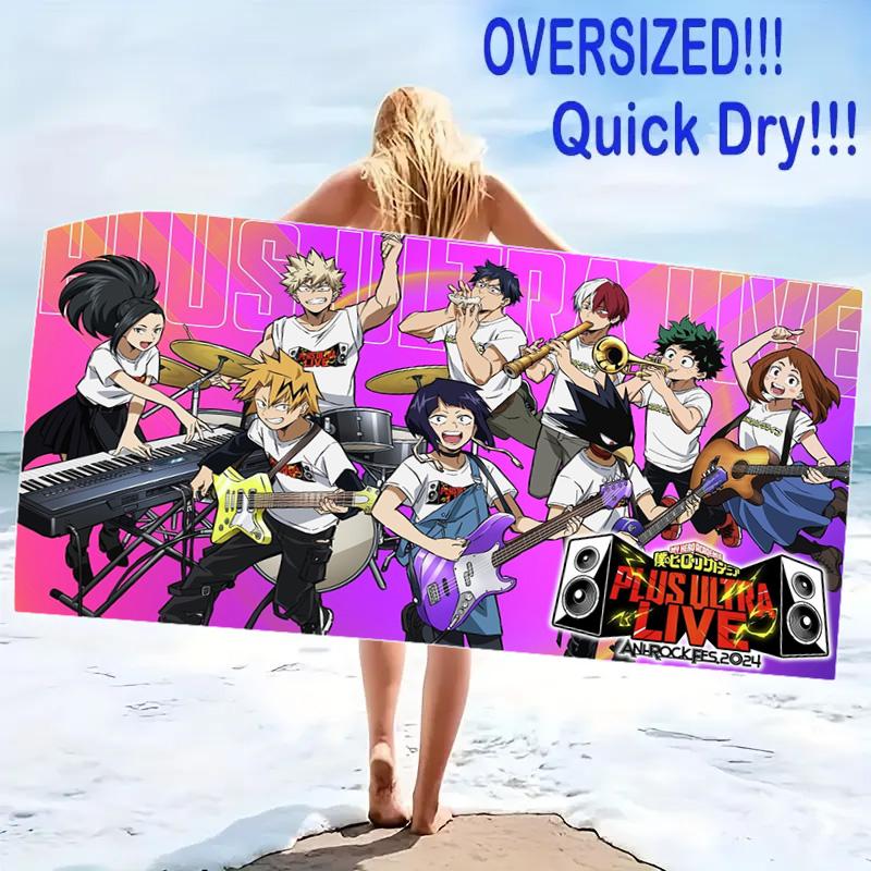 My Hero Academia Print Beach Towel, Large Soft Quick Dry Towel for Beach Camping Swimming