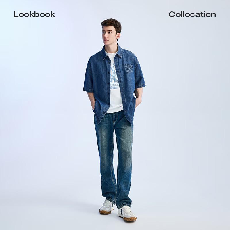 NVG·YOUNG Men's Short Sleeve Denim Shirt