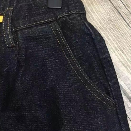 Herre Haremsjeans Elastisk midje Justerbare snøringer Glidelås med knappgylf Denimbukser med lommer Ensfarget Vid
