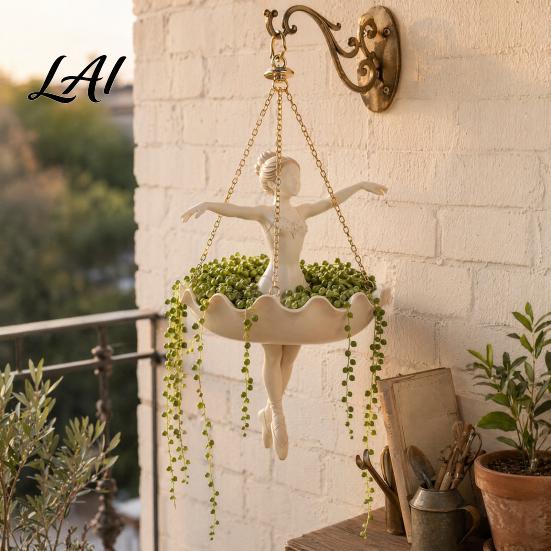 Hanging Planter Ballet Dancer Planter Decorative Flower Pot for Indoor Outdoor Garden Cute Space-saving Plant Hanger Succulents Spider Plant,