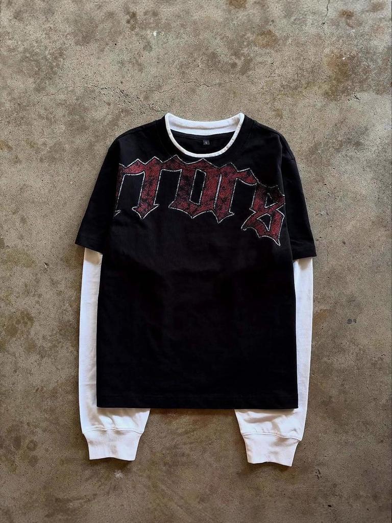 Y2K T-shirt s tmavým maskáčem Punk Retro - Unisex Podzimní/Zimní Trend