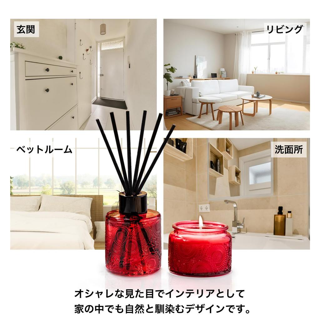 CLEAN HOUSE Aromatherapy Candle and Reed Diffuser Gift Set with Sticks and Gift Bag Pear (English & Freesia)