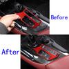 Red Carbon Fiber Interior Gear Shift Panel Cover Trim For Toyota Supra  19-24