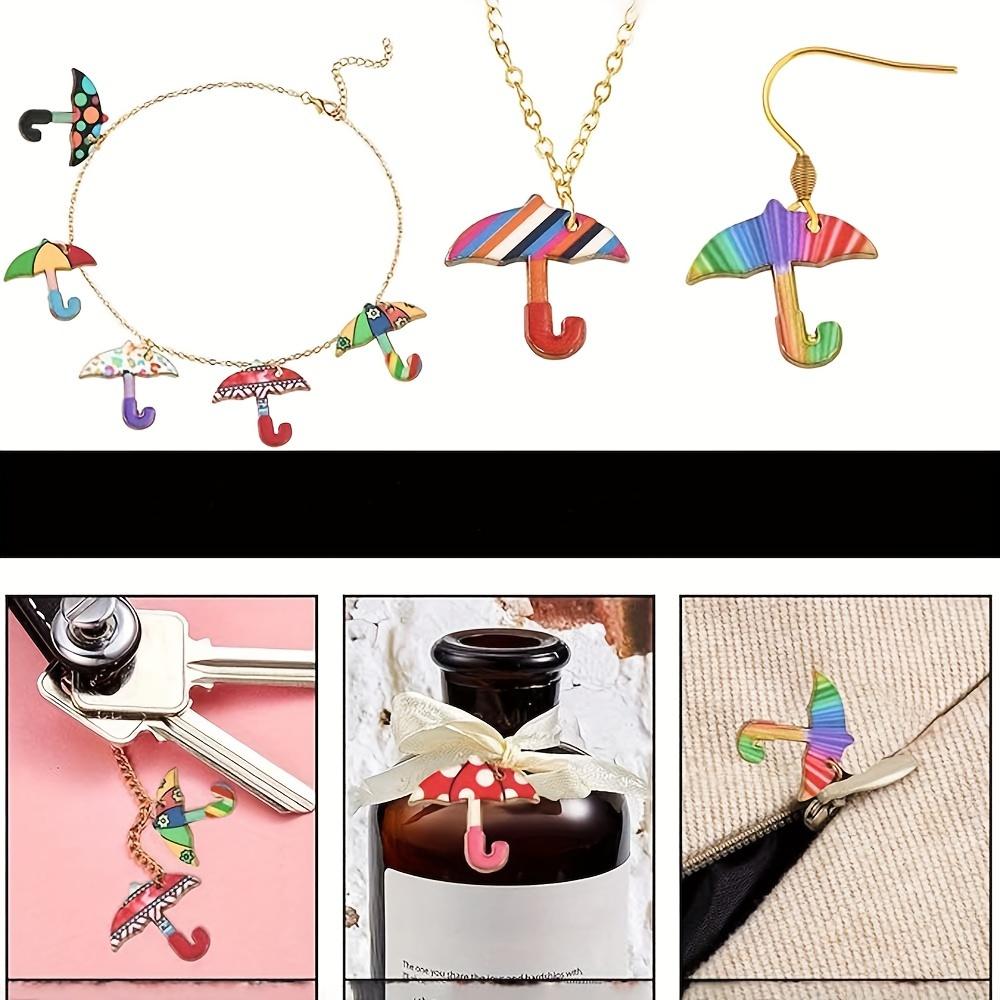 5/10/20pcs Umbrella Jewelry Alloy Enamel Jewelry Pendant Cute and Colorful Bulk Jewelry Bracelet Necklace Earrings DIY Craft Supplies