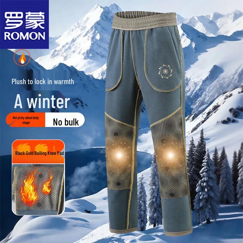 

ROMON Men s Winter Fleece-Lined Softshell Straight-Leg Casual Pants 6XL