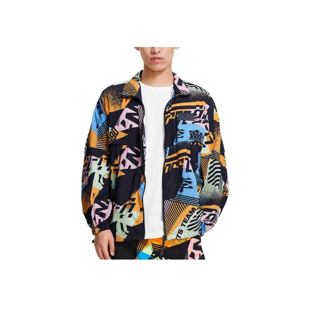Li Ning Moto Series 22 Spring Summer Trendy Music Festival Letter Print Loose Sports Jacket Men Jacket Multicolor AJDS095-3