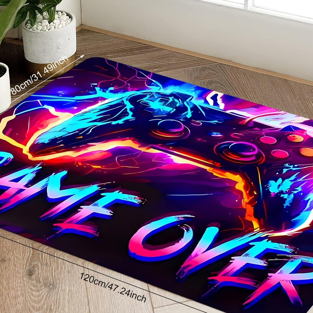 Crystal Velvet Game Controller Rug – Soft Colorful Polyester Area Carpet for Bedroom Gaming Room Living Room Decor