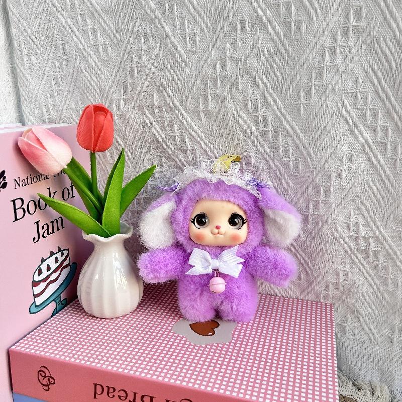Söt plyschdocka nyckelring Kawaii vinylansikte plyschväskhänge mjuk stoppad ryggsäckshänge samlarobjekt present för flickor kvinnor