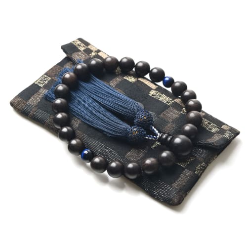 EsuonHappiness Men's Prayer Beads, 13mm, Natural Wood Beads, Includes Pouch, Ebony, Vermilion, Mulberry, Tiger's Eye, Red Tiger's Eye, and Brown Quart