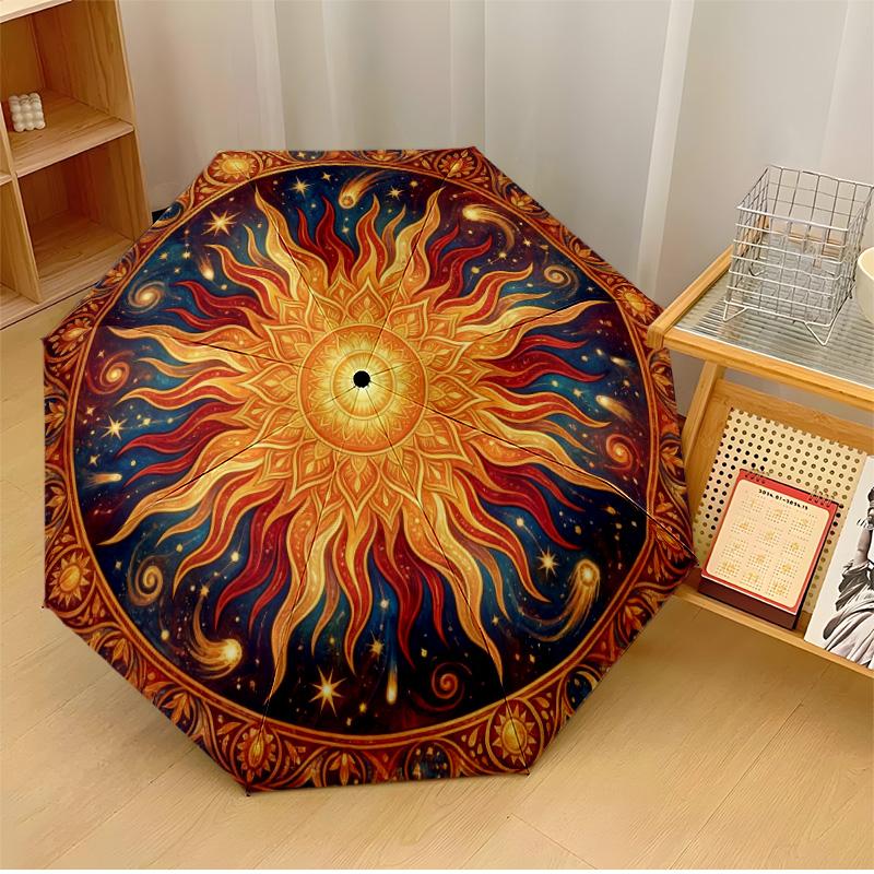 

Celestial Lion Mandala Printed umbrella windproof folding umbrella portable sun and rain umbrella suitable for gifting