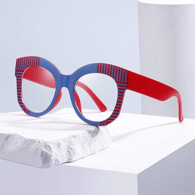 Unique For Ladies  Cat Eye Readers Anti Blue Light Stylish Optical Eye Wear Stripe Frame Big Size Frame Presbyopia Eye Glasses 0
