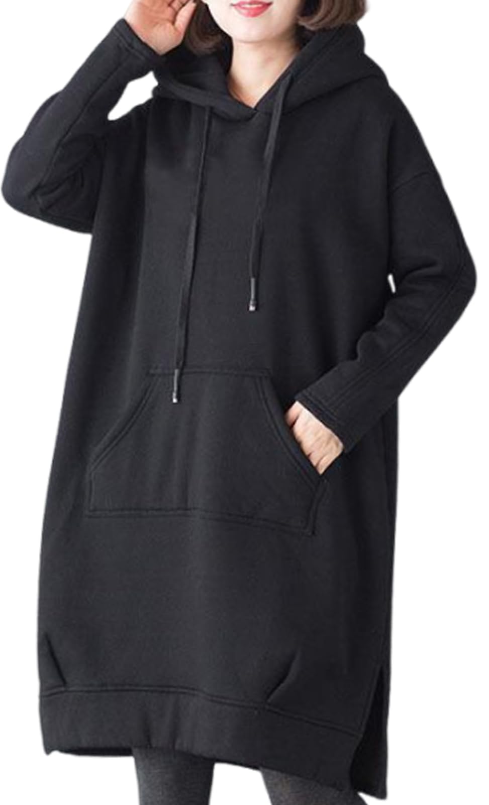 

Роскошное Худи Relax Длинное Свободное Для Беременных Большого Размера Взрослая Зимняя Одежда для Женщин Флисовая Подкладка Платье, Туника, Посадка, Домашняя Одежда, Платье, Платье, Милое, чёрный