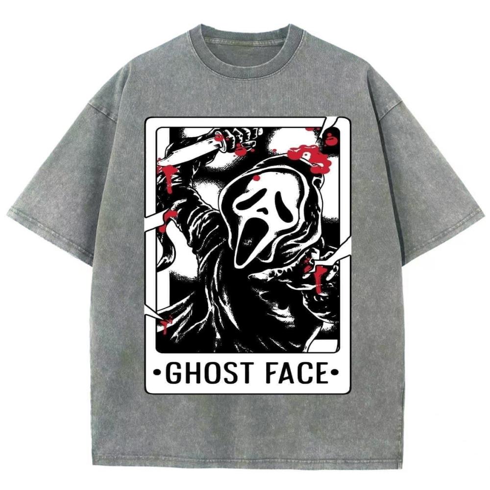Scary Niche Grimace Print Wash Women's T-Shirt Style Oversized Cotton Short Sleeve Unisex  Vintage Top