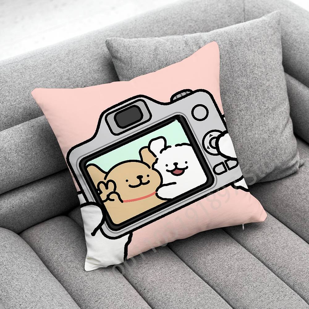 Korea Line Puppy Maltese Dog Throw Pillow Case For 30x30cm 40x40cm 45x45cm 50x50cm 55x55cm Square Sofa Pillowcase Shell