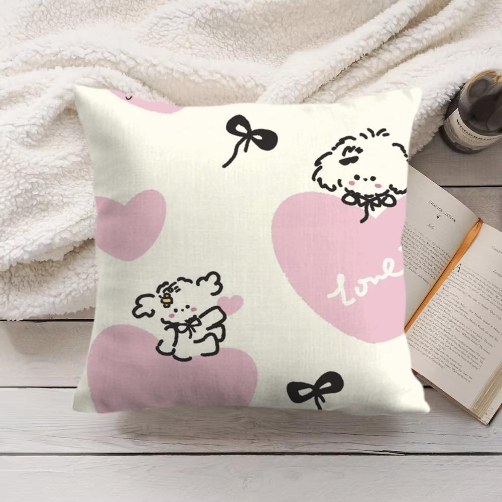 Cartoon Puppy Cushion Cover Short Plush Double-Sided Printing Home Machine Washable In Warm Winter Pillow Cover