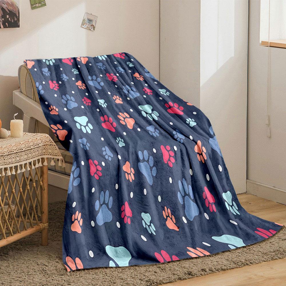Colorful Paw Print Pattern Blanket print blanket soft and cozy perfect for the living room bed sofa or a nap,gift
