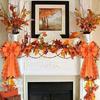 Fall Tree Topper Fall Bows For Wreaths Decorations 2 Piece Ribbons For Craft Supplies Seasonal Decoration Holiday Kitchen Indoor