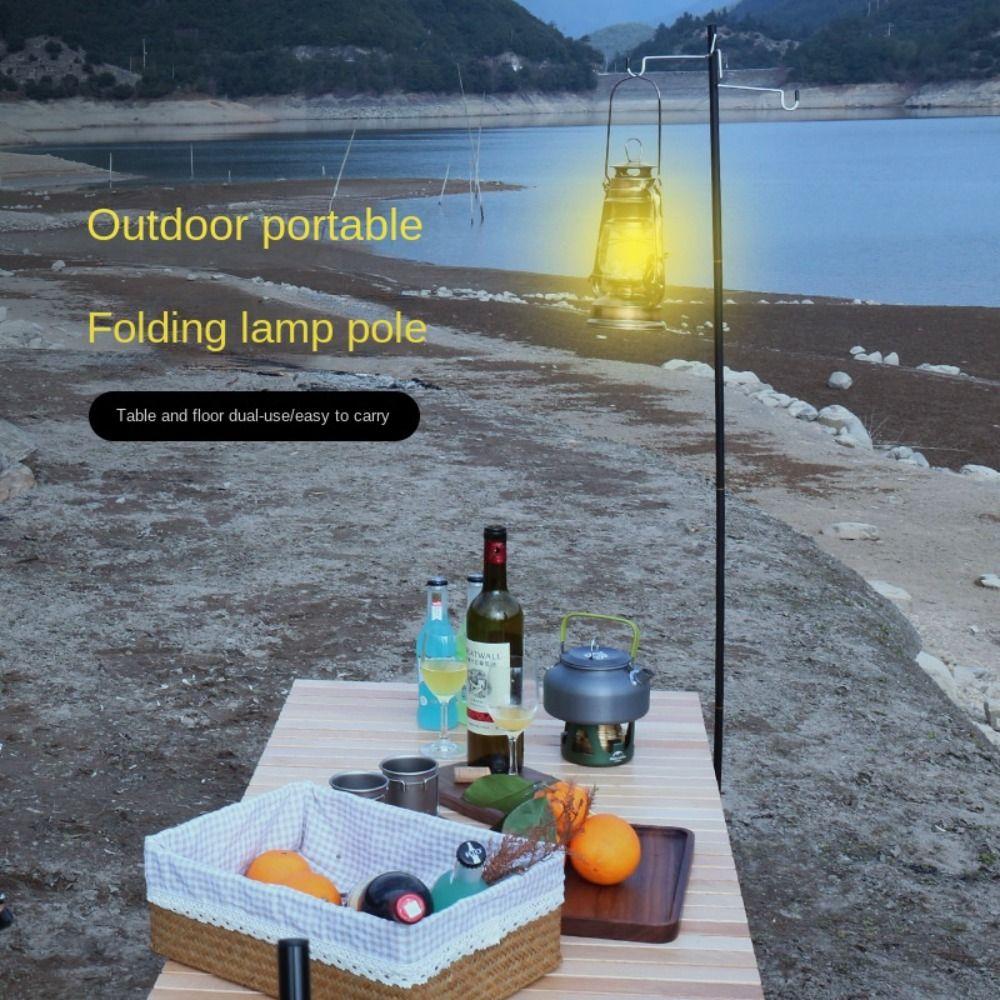 Hanging Lamp Shelf Foldable Lantern Stand Fishing  Light Pole Camping Post Pole Lamp Pole