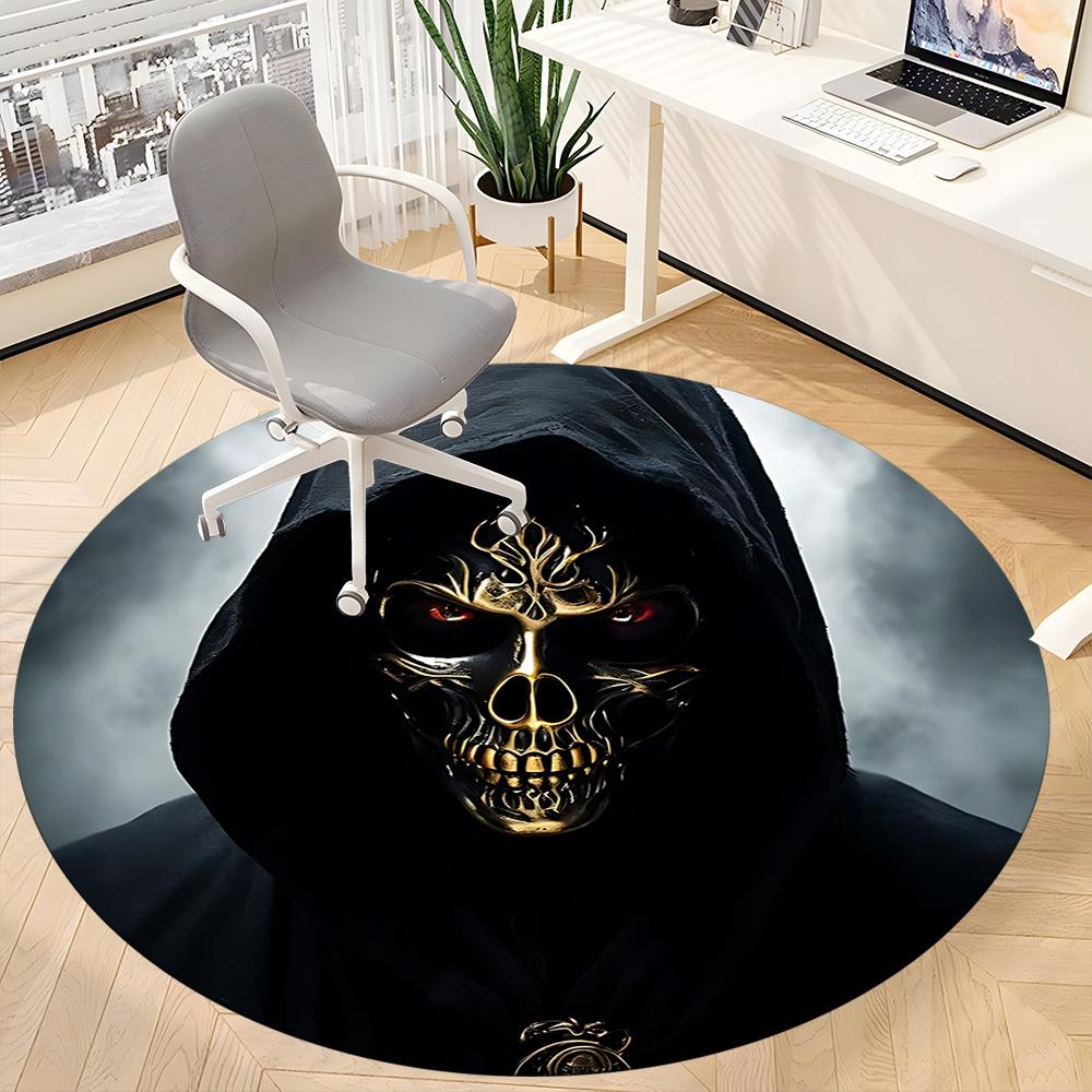 1pc Gothic Skull Mask Chair Carpet for Office Non Slip, Machine Washable Rug for Office, Room Holiday Decor for Christmas, Birthday Polyester