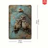 Vintage Owl Metal Poster Wall Art Blue Brown Rustic Home Decor Office Sign