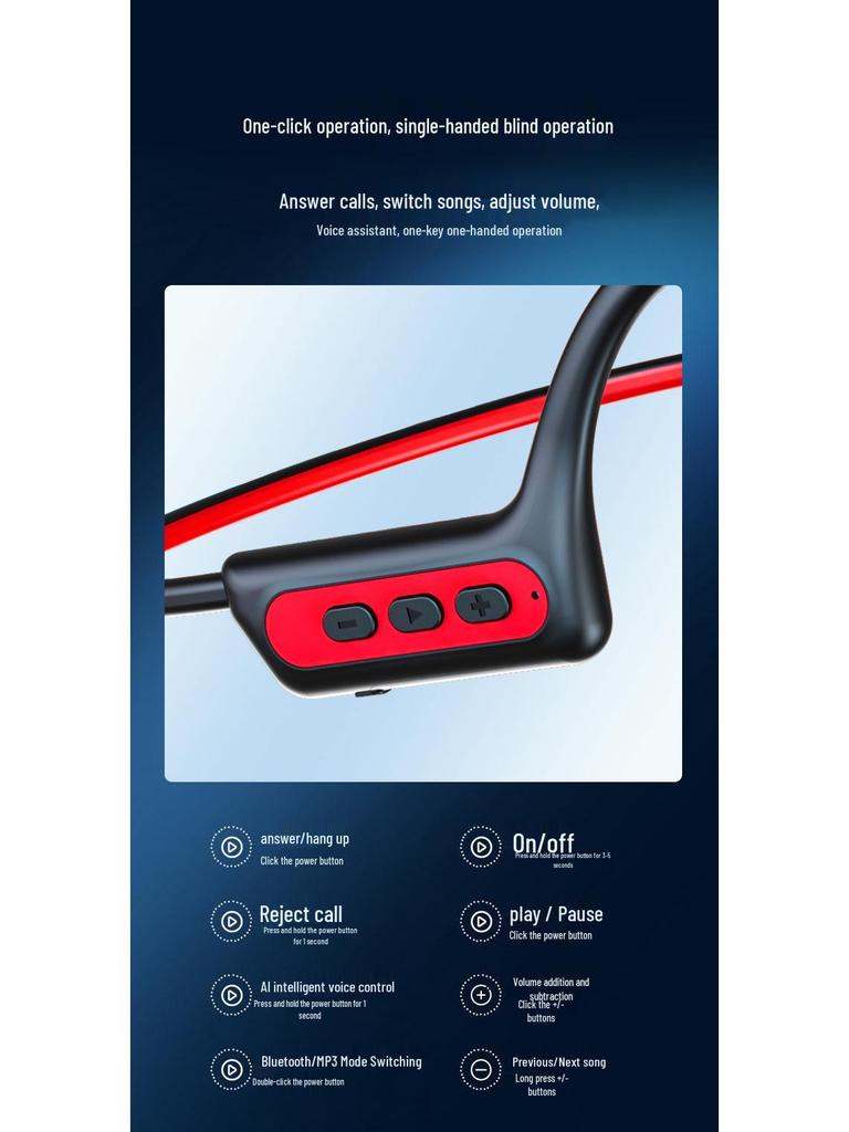 New 5.3 Bone Conduction Wireless Bluetooth Sports Earphones - Non-In-Ear, Anti-Drop, Ideal for Running