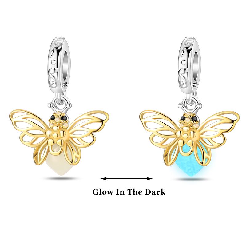 Copper Color Fireflies Bees Stars Turtles Luminous Charms Beads Fit 3Mm Original Bracelets Diy Jewelry Gift
