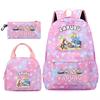 3Pcs/set Backpack for Girl School Teen Student Knapsack Women Rucksack with Lunch Bags Pencil Bag Fish Scale Style Bags