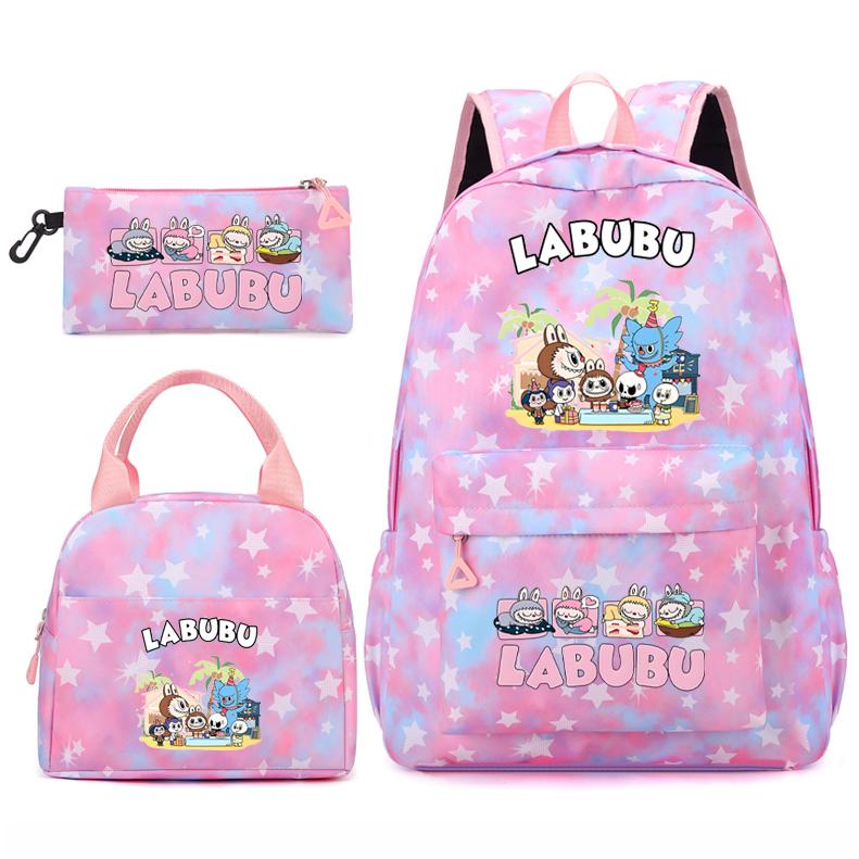 3Pcs/set Backpack for Girl School Teen Student Knapsack Women Rucksack with Lunch Bags Pencil Bag Fish Scale Style Bags