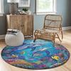 Unterwasser Meeresschildkröte Fisch Runder Teppich Rutschfeste Fußmatte für Kinderzimmer Spielzimmer Meeres-Thema Dekoration