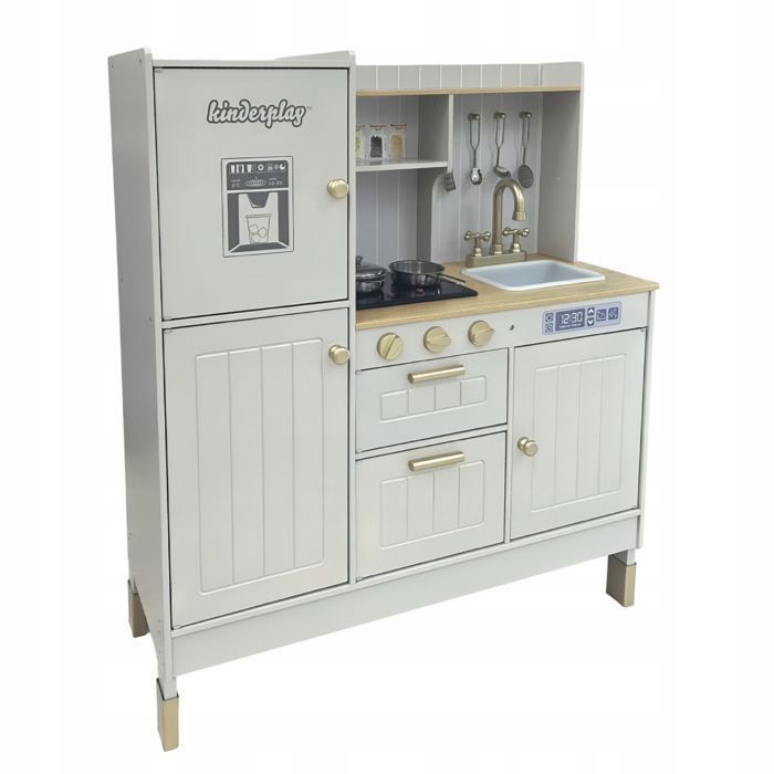 Cuisine en bois pour enfants Kinderplay Green Series, lumière et son, accessoires - grande (GS0060-2)