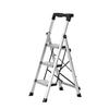 3 Step Ladder, Folding Step Stool with Wide Anti-Slip Pedal and Comfort Handgrip, 150 kg Capacity Portable Aluminum Stepladder, Multi-Use for Kitchen,