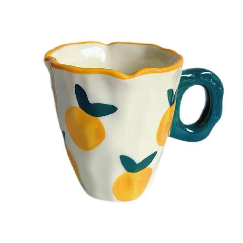 Yellow Cute Bear Orange Tulip Mug Creative Milk Cup Coffee Cup Irregular Cloud Ceramic Water Cup Home Decoration