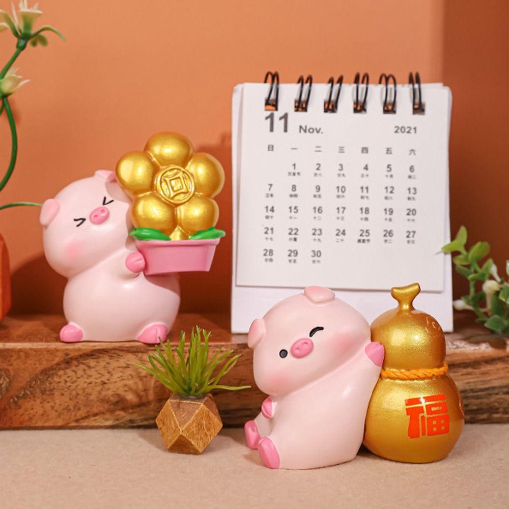 Chinese Style Blessing Pig Statue Fortune New Year Pig Figurine Lucky Pig Figurine  Party Supplies