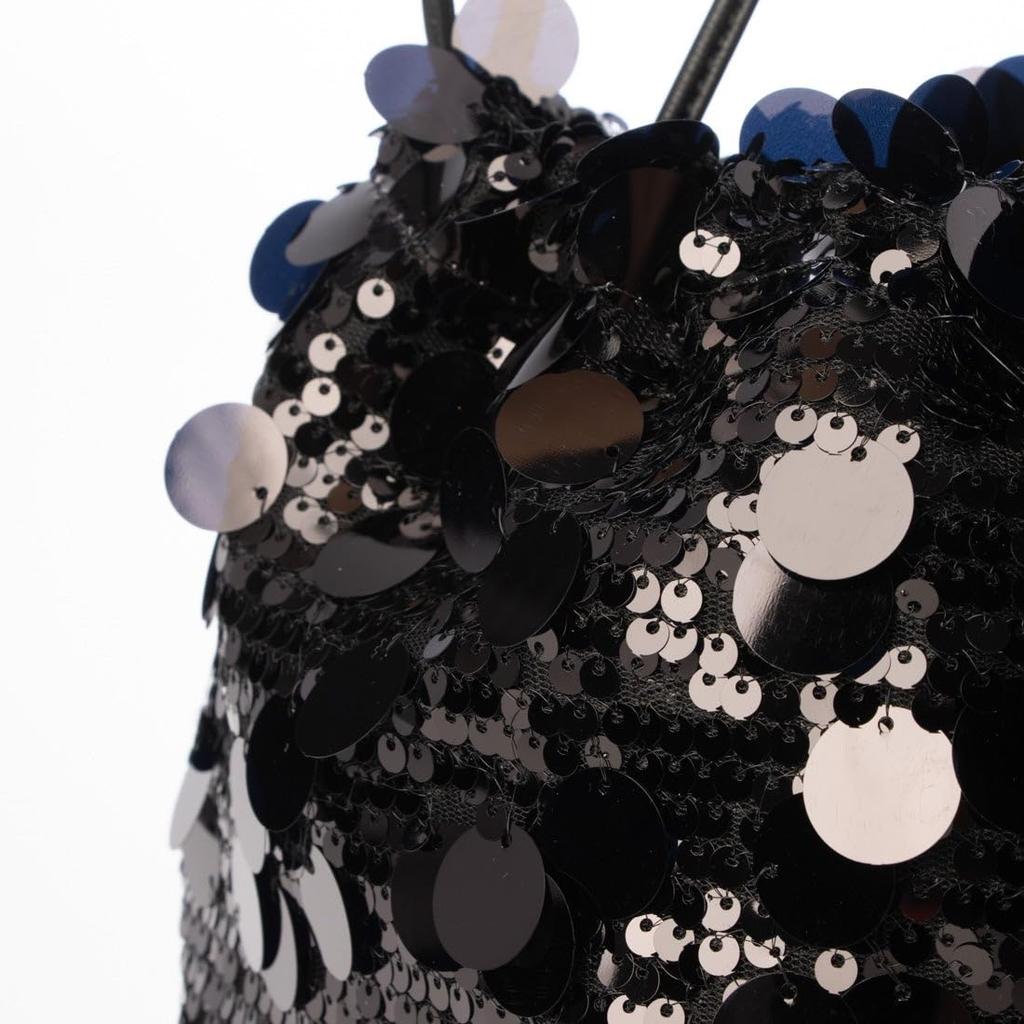 Kashkash 2-Wege Pailletten Kordelzug Umhängetasche, 01-00-81700, Damen, Schwarz