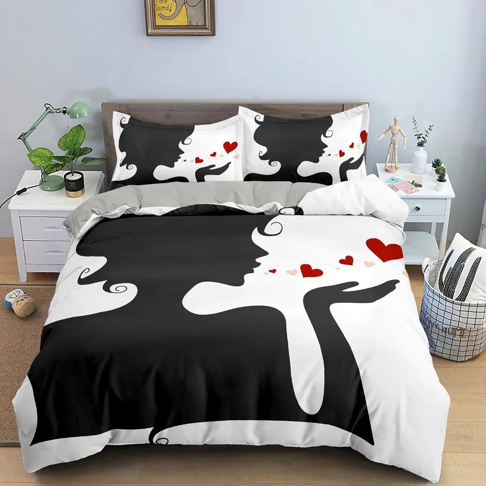 

Woman Portrait Comfortable Duvet Quilt Cover Pillowcase Bedding Set Children Bedroom Decoration Home Textile 70x133cm 2pcs