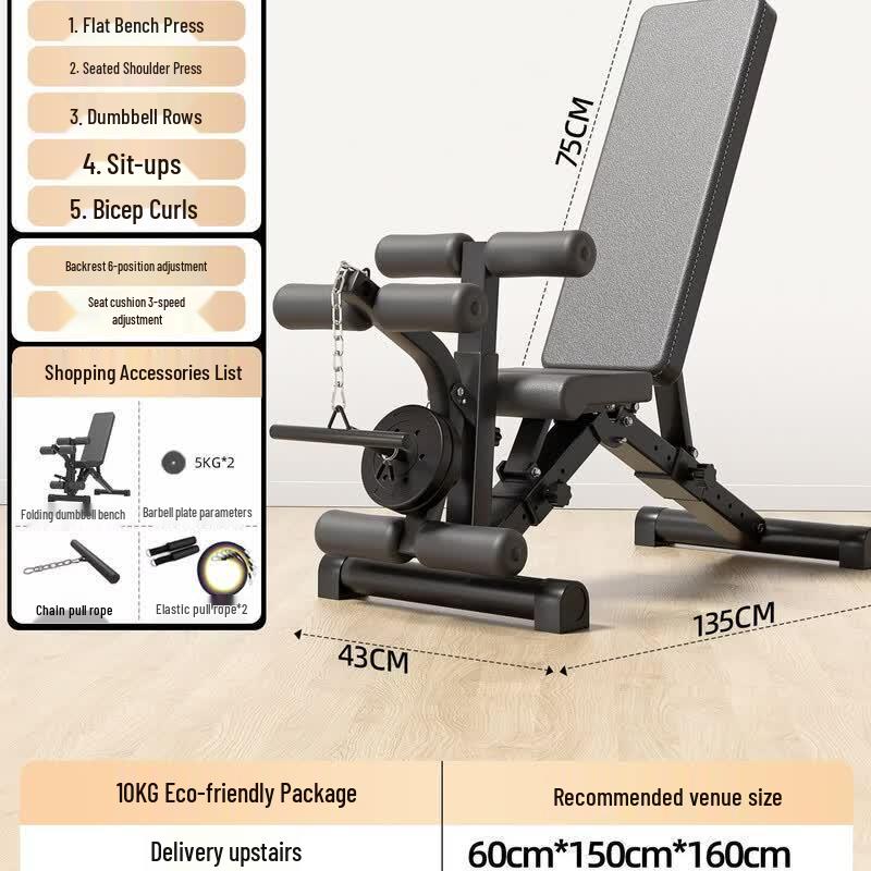 Multi-functional Foldable Sit-up & Dumbbell Bench with 10kg Weights