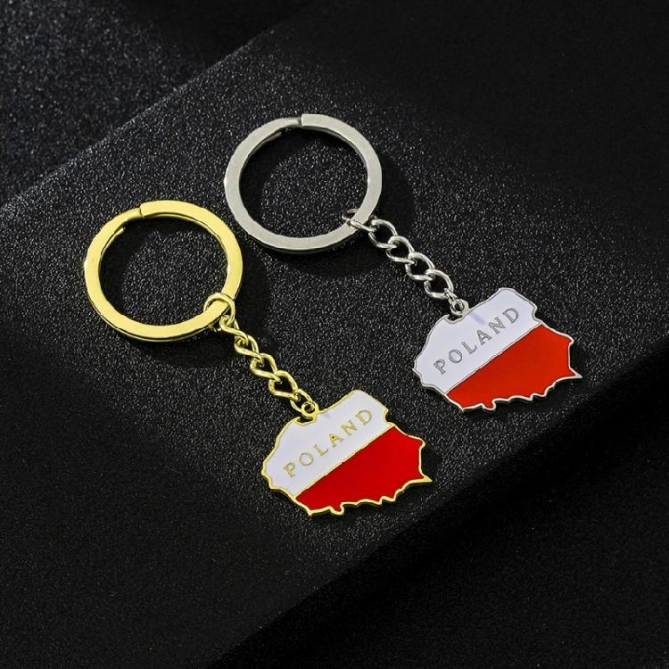 Delicate Poland Flag Keychain Versatile Poland Map Key Holder Durable Material