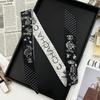 Heavy twill silk scarf, small fragrance style, long strip, thin tie bag, ribbon decorative streamer, neck band, hair band double C