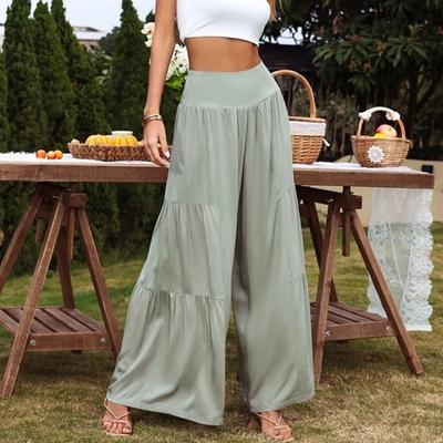 Summer Khaki Casual Cotton Linen High Waist Pants For Women Office Lady Loose Trousers Fashion Solid Baggy Pants Spodnie