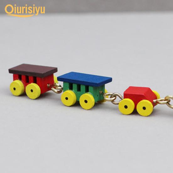1:12 Delicate High Reduction Decorate Wood Colorful Wooden Train Model Toys Doll House Dollhouse Train