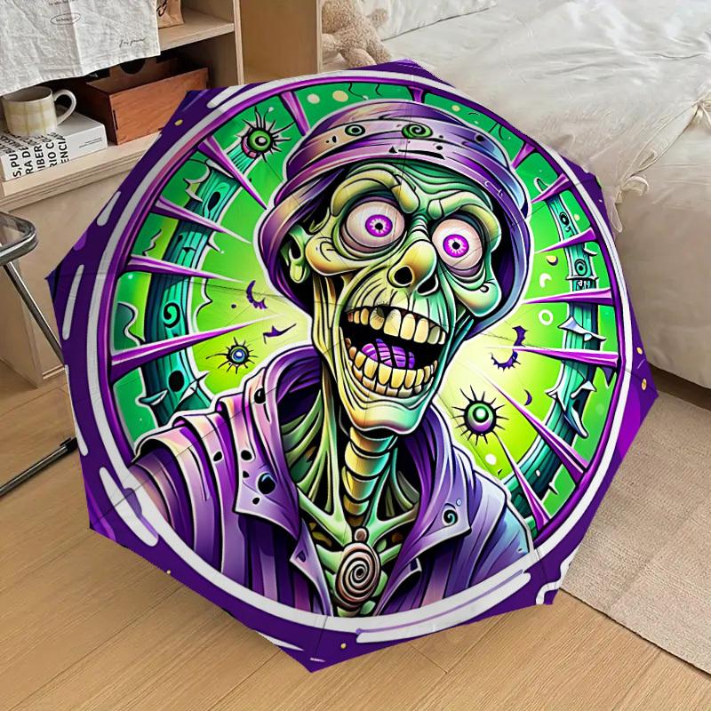 

1pc Zombie, Psychedelic Fashionable Automatic Opening/Closing Folding Umbrella with 8 Iron Bones, Plastic Handle yy251015091