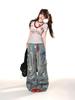 American College V-Neck Lace Embroidered Slimming T-Shirt - Women's Summer Short Sleeve Versatile Top