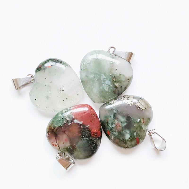 Heart-Shaped Natural Agate Pendant Necklace - 20mm Crystal Stone