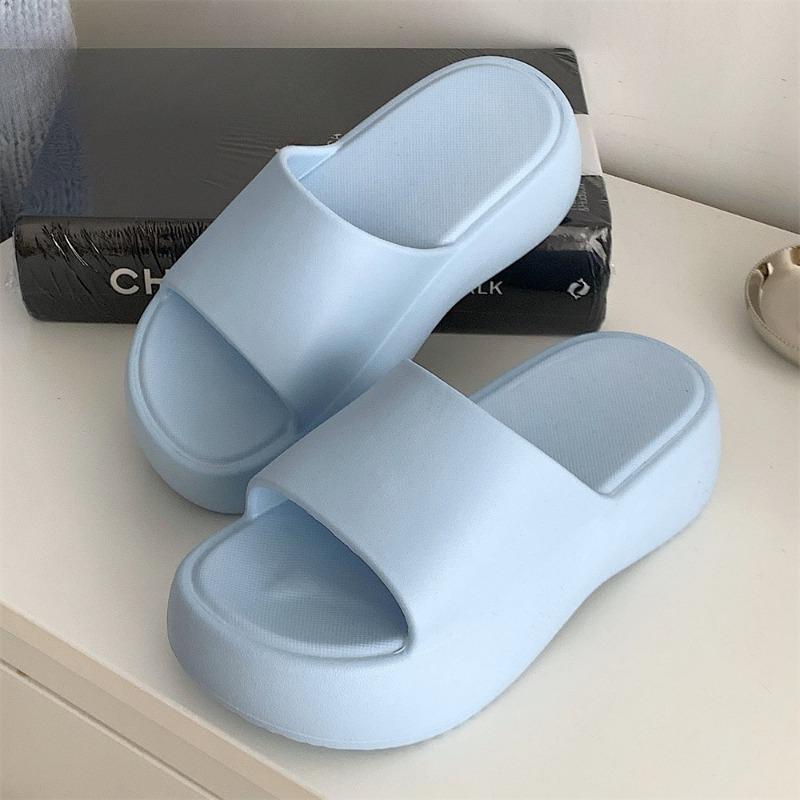 

Повседневная уличная обувь на мягкой толстой подошве, увеличивающая рост, с одним ремешком через плечо, женские пляжные сандалии на плоской подошве 36-37 светло-синий