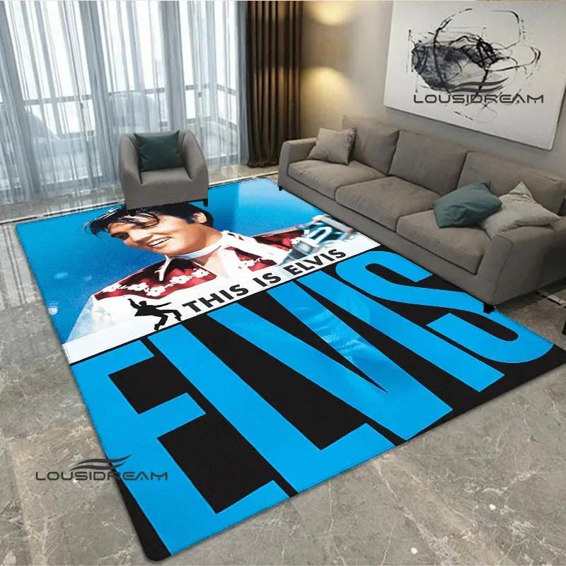 Tappeto Stampato Retro E-Elvis-Presley Tappeto per Soggiorno Camera da Letto Zerbino Antiscivolo Oggetti di Scena per Fotografia Tappeto Kawaii Regalo di Compleanno